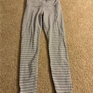 Athleta Taupe and White Striped Leggings